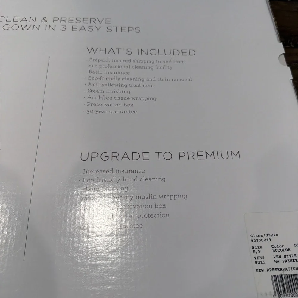 Wedding Gown Kit Cleaning & Preservation Service David's Bridal Love Me Forever
